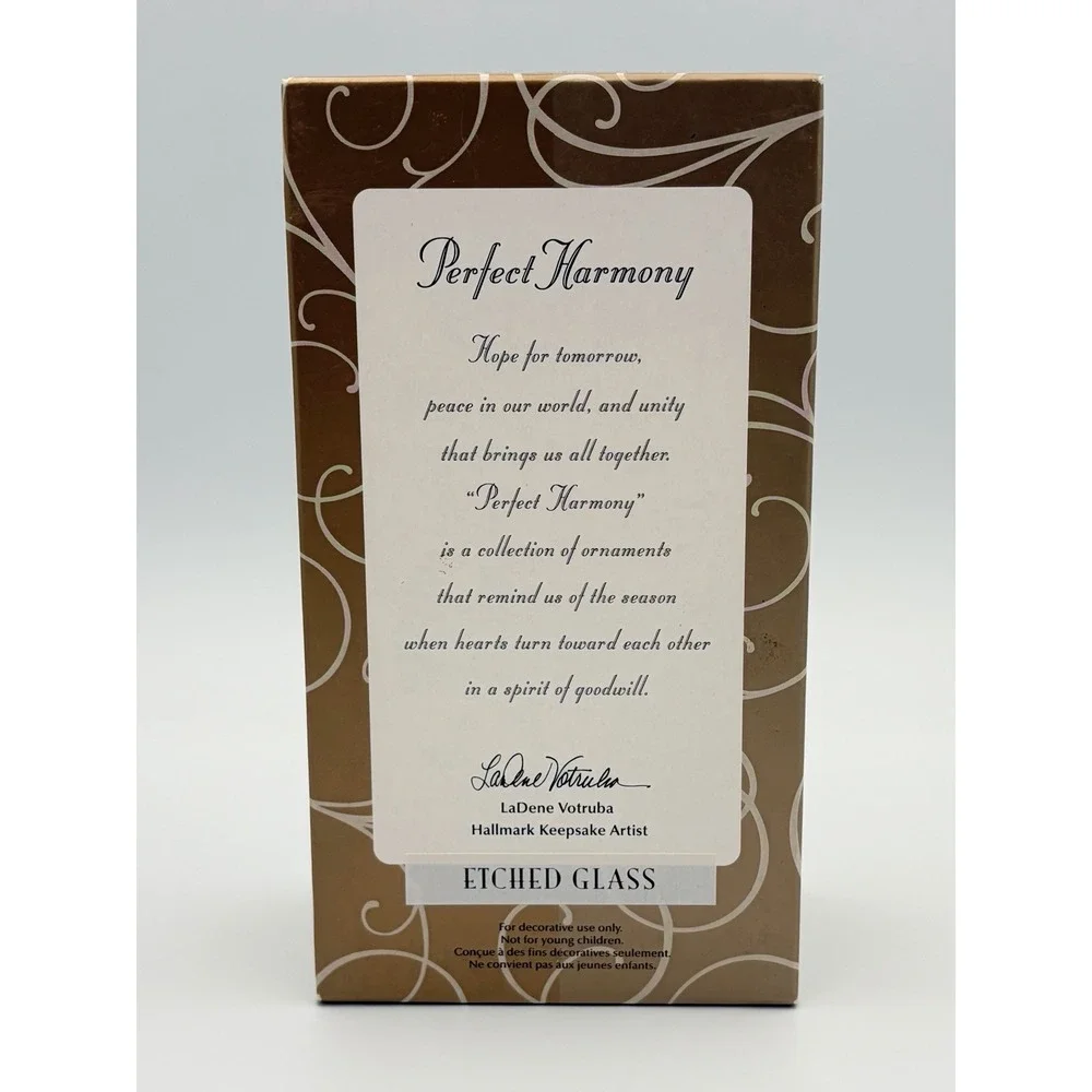 Hallmark Keepsake Ornament Perfect Harmony Etched Glass Blue Gold 2002 Vintage